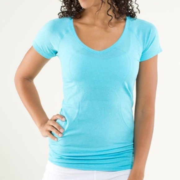 lululemon athletica Tops - Lululemon Swiftly Tech V Neck Aqua Blue Top 10
